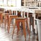 Flash Furniture 24" Orange Metal Stool-Teak Poly Seat CH-31320-24-OR-PL2T-GG - alternate 1